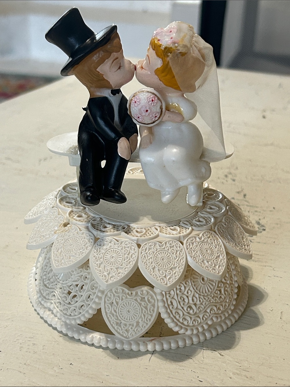 Wilton Bride and Groom Cake Topper - White and Black with Pink Accents